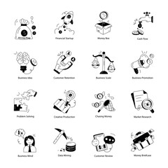 Bundle of Business Startup Linear Icons 


