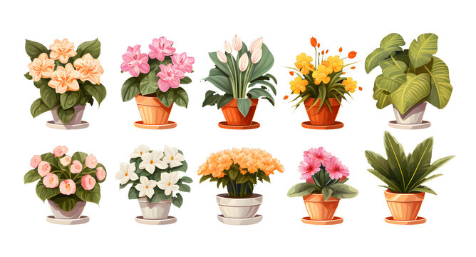 
Imagine
2d




Set of houseplant flowers in pot isolated on background