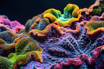 a colorful coral with many small spots - obrazy, fototapety, plakaty