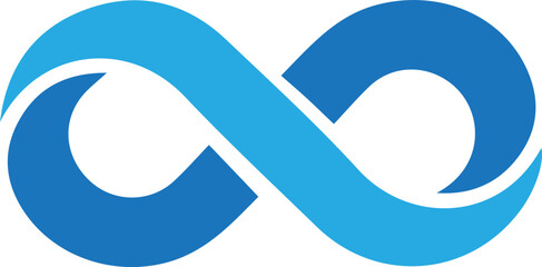 Blue Infinity logo icon. Eternity, infinite, endless, loop symbols illustration in flat style - obrazy, fototapety, plakaty