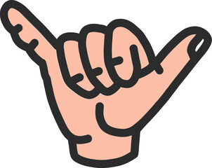 Rock & roll hand sign vector line art illustration