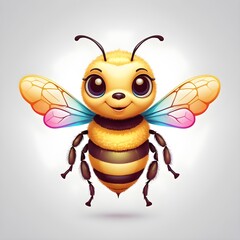Charming Cartoon Bee with Pastel Wings