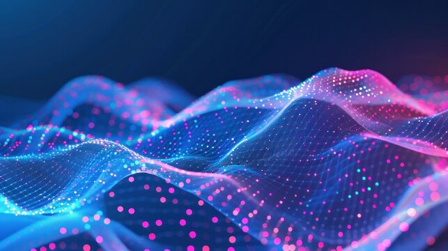 Abstract Technology Background Design** This abstract design features flowing dots that resemble particles. It's perfect for creating a modern and futuristic look for brochures, flyers, and other mark