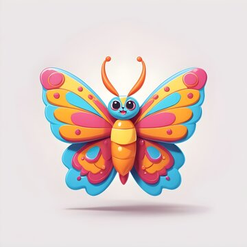 Vibrant Cartoon Butterfly with Playful Eyes