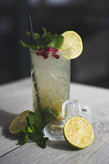 mojito cocktail with lime and mint