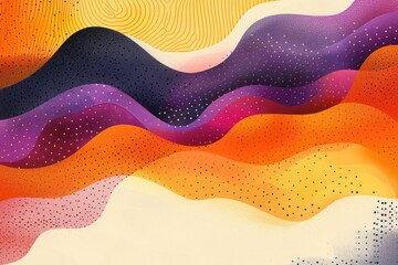 Vibrant Curved Lines with Polka Dots Pattern