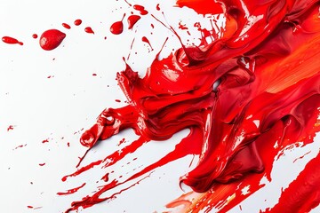 Abstract Red Paint Splash on White Background, Modern Art Photography