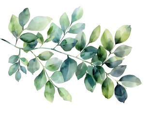 Delicate Watercolor Acacia Leaves Hinting at Renewal and Growth