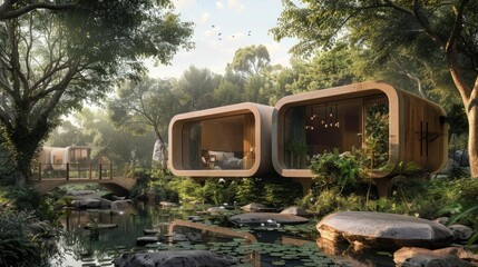 House Nestled in Forest Clearing