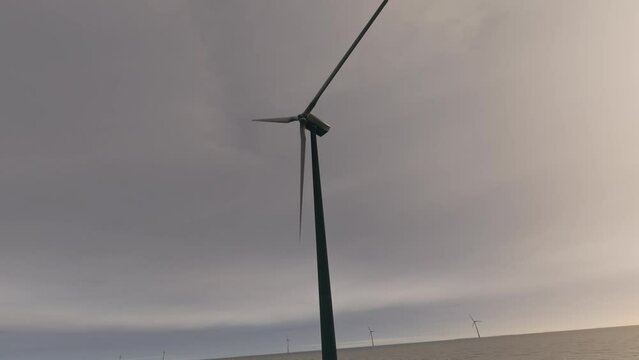 Cloudy shot of Anholt Offshore Wind Farm in Kattegat. Denmark