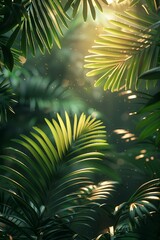 Natural tunnel in tropical jungle forest. Lush, foliage and trees of evergreen dense rain forest.
