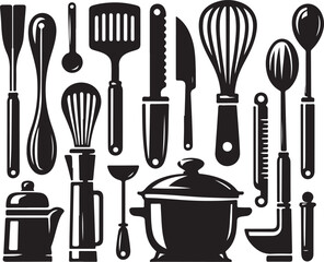 Kitchen tool collection trmplate - vector silhouette