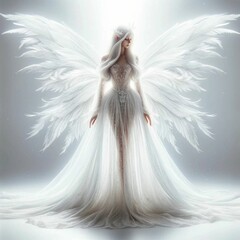 angel with wings on white