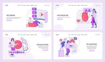 Virtual Reality Innovations Set. Vector illustration of VR applications.