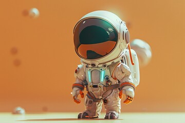 a toy astronaut in space suit - obrazy, fototapety, plakaty