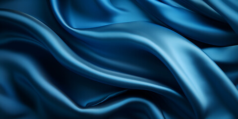 Fondo de seda suave azul abstracto pliegues suaves en la superficie de la tela