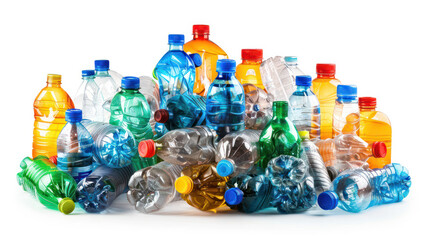 Variedad de Botellas de Plástico Usadas y  Coloridas