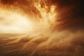 Dramatic Sand Storm in Desert with Swirling Dust Particles, digital art