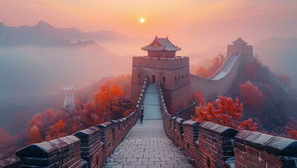 Store enrouleur occultant sans perçage Mur chinois The Great Wall of China, a panoramic view