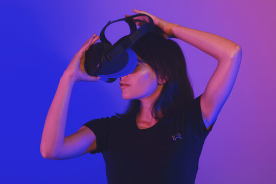 Alessia Lorenzi Digital Artist wearing VR Headset