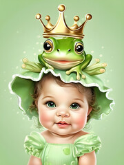 Little girl with frog