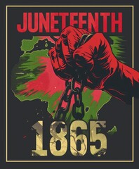 Artwork that symbolizes the struggle for freedom, JUNETEENTH day concept.