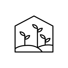 Greenhouse outline icons, minimalist vector illustration ,simple transparent graphic element .Isolated on white background