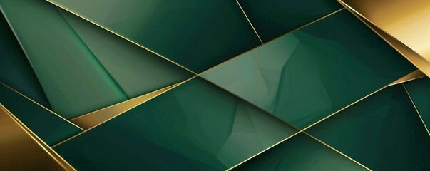 Modern Geometric Green and Gold Background with Sharp Lines