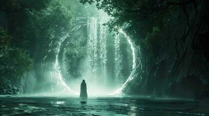 Legend: According to legend, a magical portal hidden within a waterfall