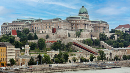 Naklejka premium Historic Royal Buda Palace at Castle Hill in Budapest Hungary Angle View