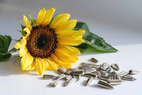 Sunflower seeds on the table.