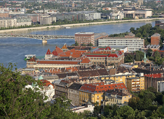 Fototapeta na wymiar South View From Citadella Afternoon Cityscape Budapest Hungary