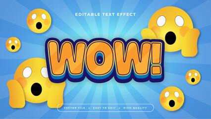Orange yellow and blue wow 3d editable text effect - font style