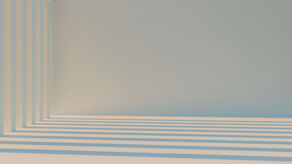 Abstract minimalistic interior background, empty room. 3d render illustration