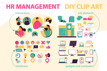 HR management set. Vector illustration.