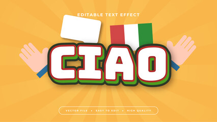Green white and yellow ciao 3d editable text effect - font style © QalamVision