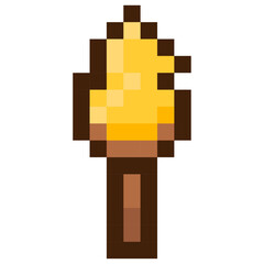 Obraz premium Torch for 8-bit games. Vector icon in pixel art style