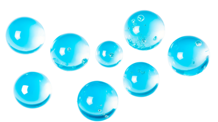 Blue bubbles isolated on a PNG transparent or white background.
