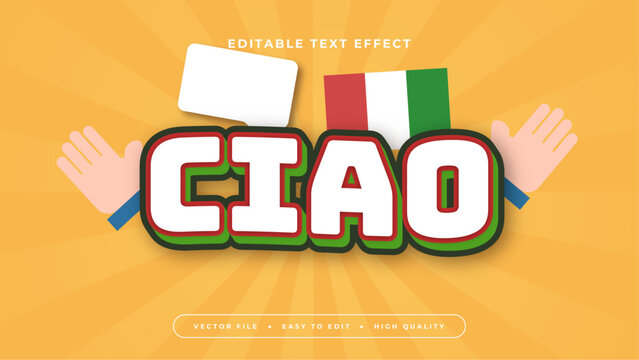 Green white and yellow ciao 3d editable text effect - font style