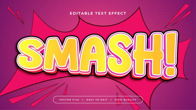 Red yellow and purple violet smash 3d editable text effect - font style