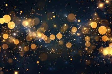 Glowing bokeh lights border with sparkling particles, festive and magical decoration - Abstract vector background - obrazy, fototapety, plakaty