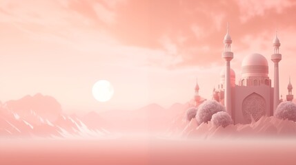 Ramadan kareem eid islamic mosque background illustration colorful aesthetic pastel.