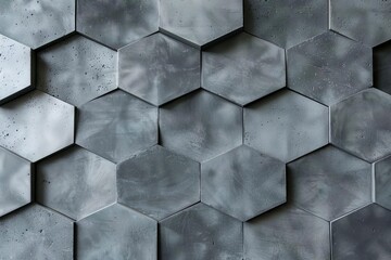 Gray concrete hexagonal tiles arranged in geometric pattern, modern minimalist interior design - Seamless texture