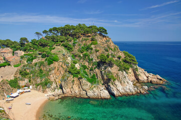 Beach in Seaside Resort of Tossa de Mar,Costa Brava,Catalonia,mediterranean Sea,Spain