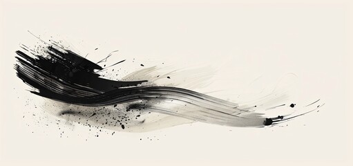 abstract beige and black brush strokes, simple lines, in the style of Chinese