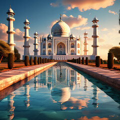 taj mahal at sunset