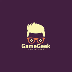 Gaming logo with fiery hair and gamepad glasses