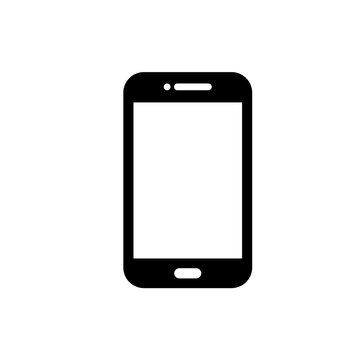 A black cell phone with a white screen