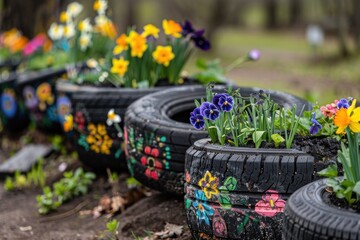 Spring Magic. Transforming Summer Tires into Whimsical Planters