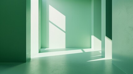 green minimal room 3d rendering, ai generative